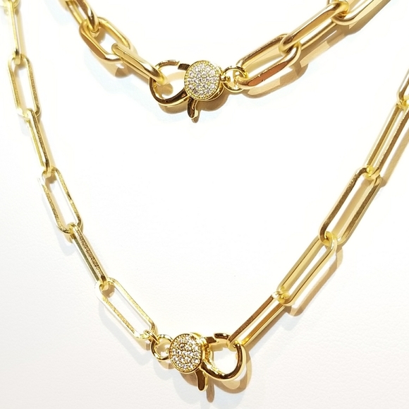 Modern Matte Gold Paperclip Chain Necklaces NEW - Picture 10 of 12